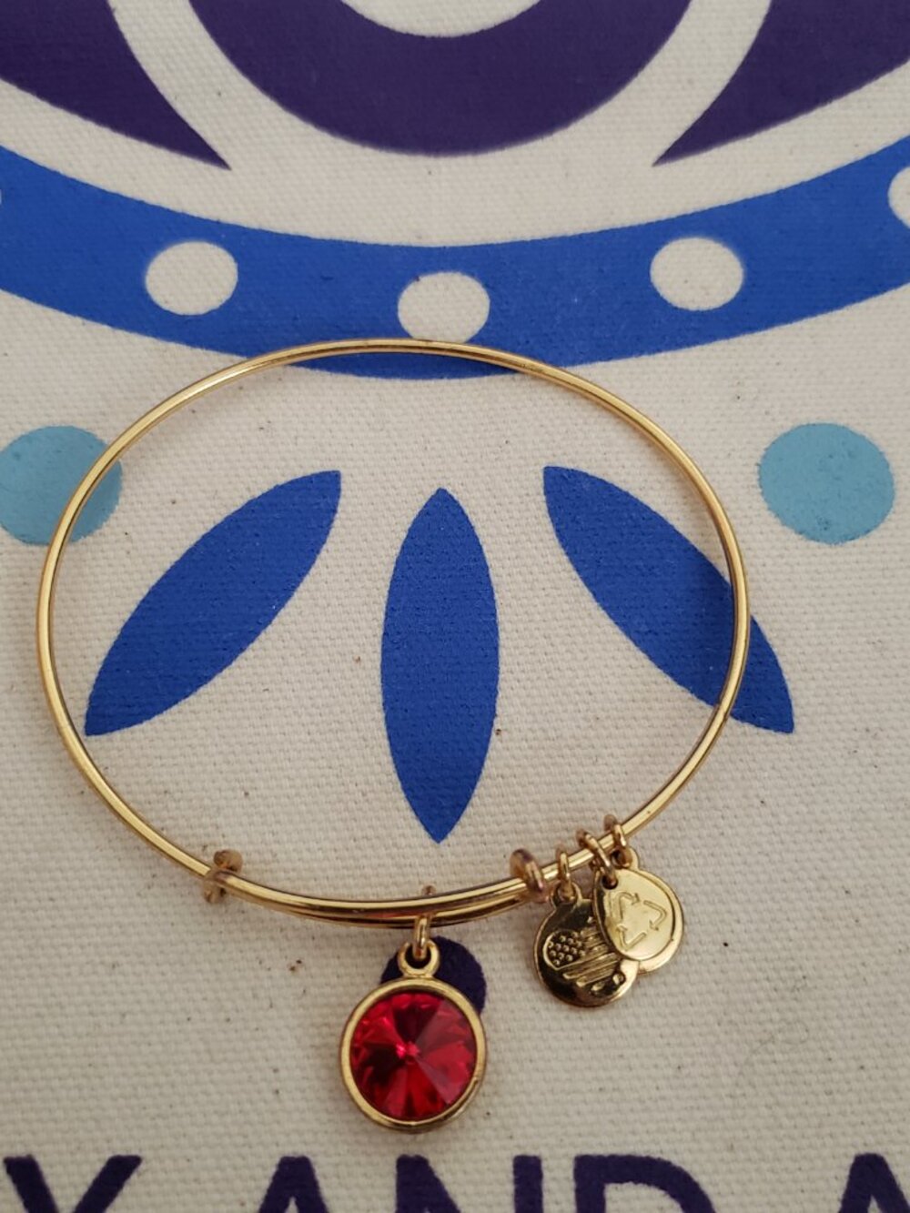 Alex and Ani Gold Bangle With Ruby Birthstone VGC 76